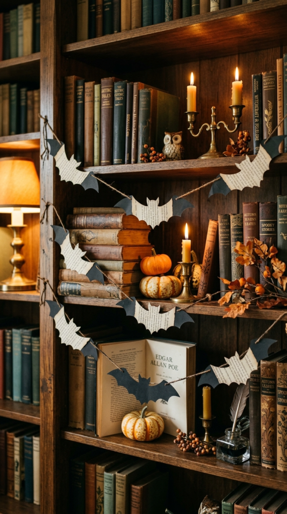 Vintage Book Page Bat Garland