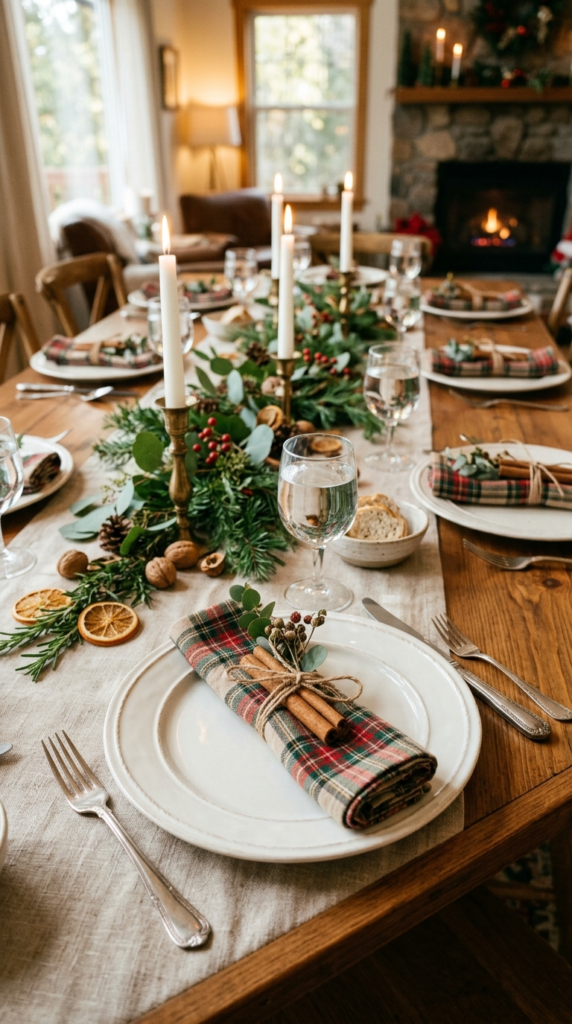 Plaid Napkins and Simple Place Settings