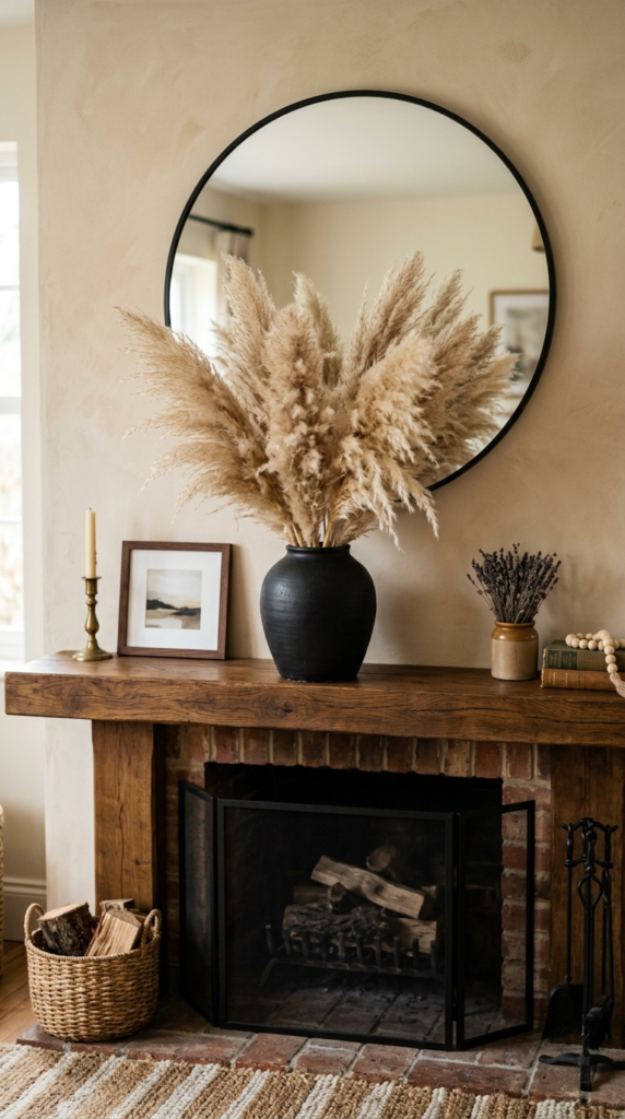 Black Vase with Dried Stems