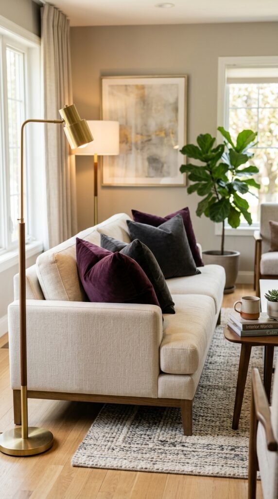 Velvet Lumbar Pillows in Deep Plum