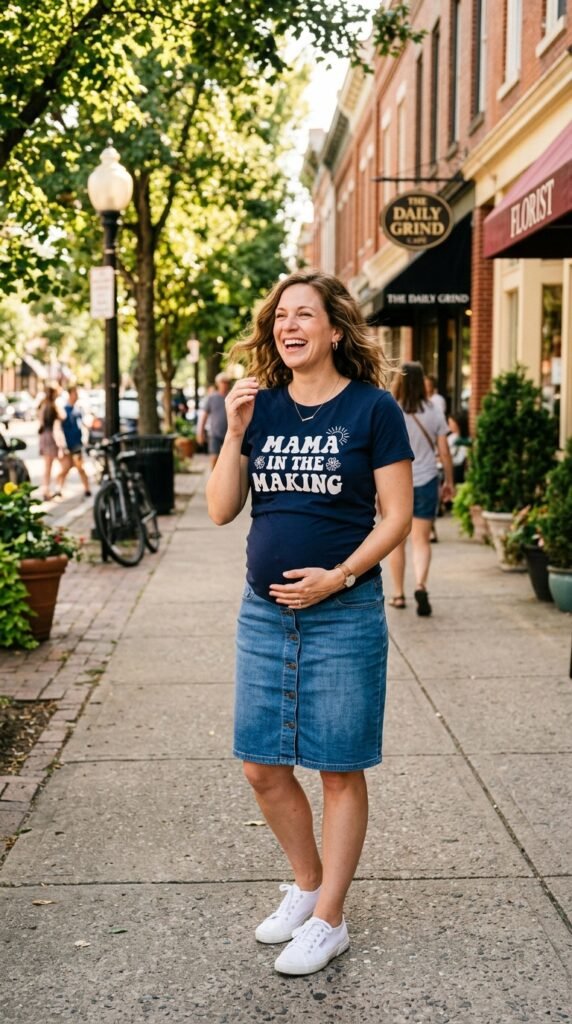Denim Skirt and Graphic Tee
