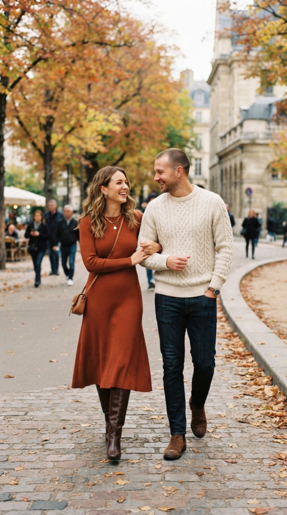 Plus size couple pumpkin patch outfit ideas