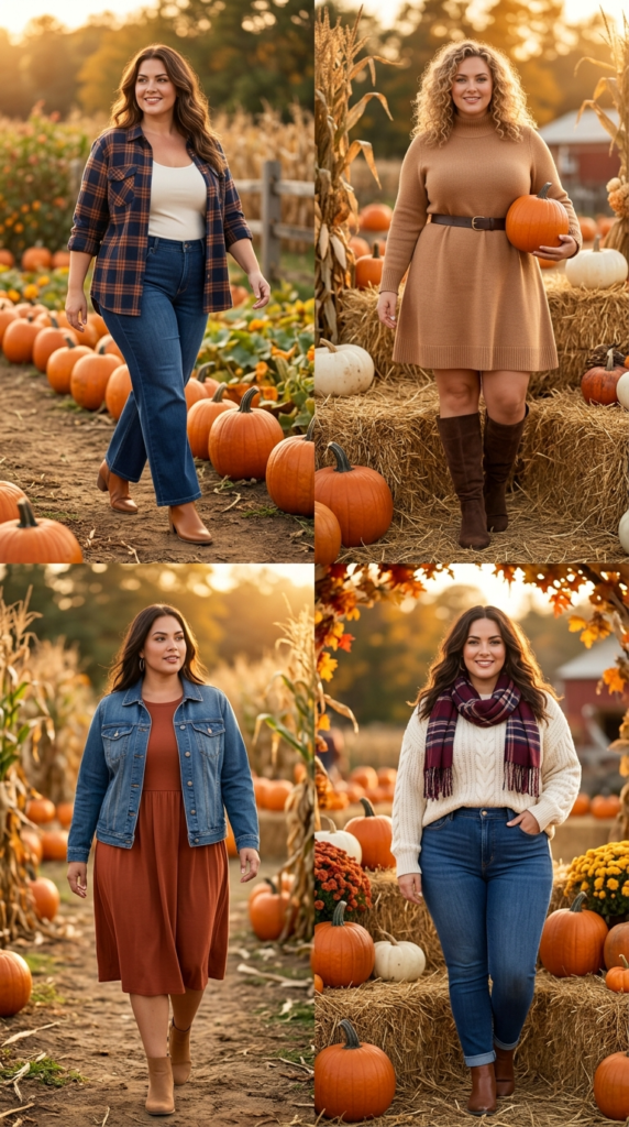 15 Plus Size Pumpkin Patch Outfits for Fall Photos