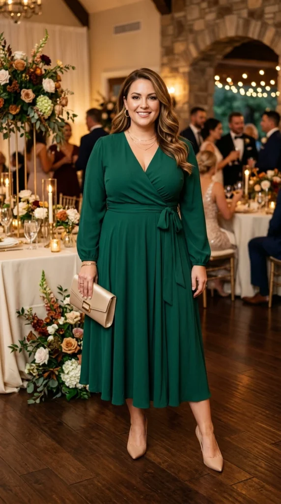 Emerald Green Wrap Dress