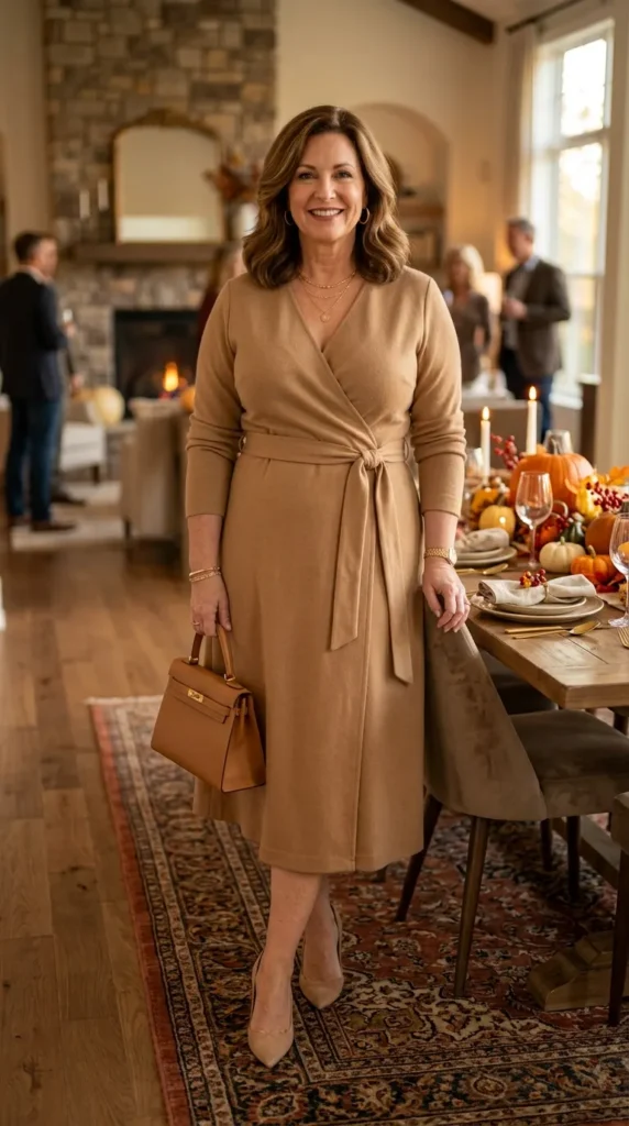 Camel Wrap Dress