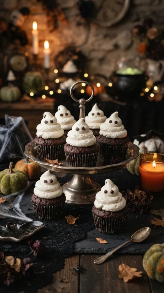 Ghostly Chocolate Cupcakes