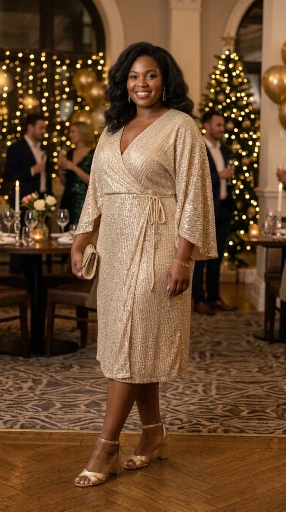 Sequin Wrap Dress