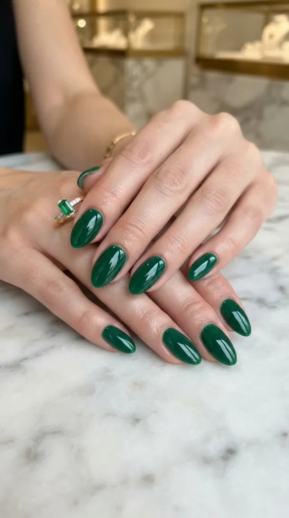 1. Solid Emerald Glass Nails