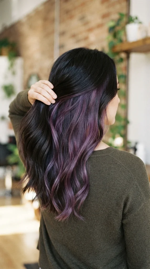 Subtle Purple Peekaboo Balayage