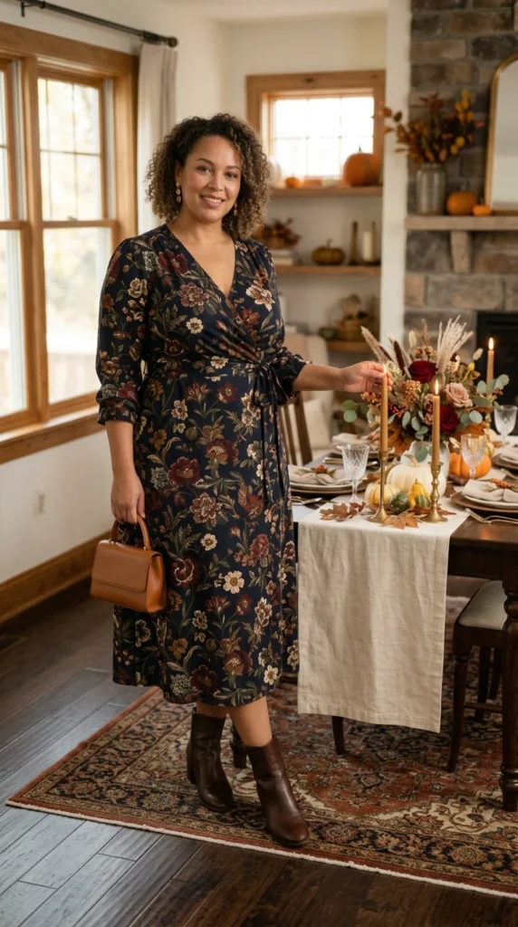 Floral Wrap Midi Dress