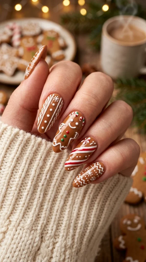 Gingerbread Sweater Nails