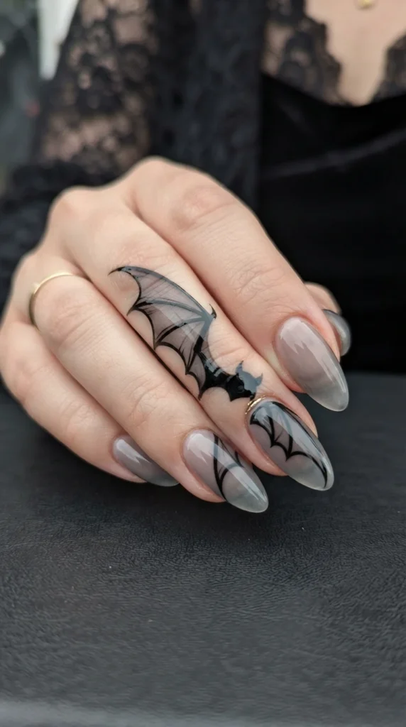 Bat Wing Silhouette Nails