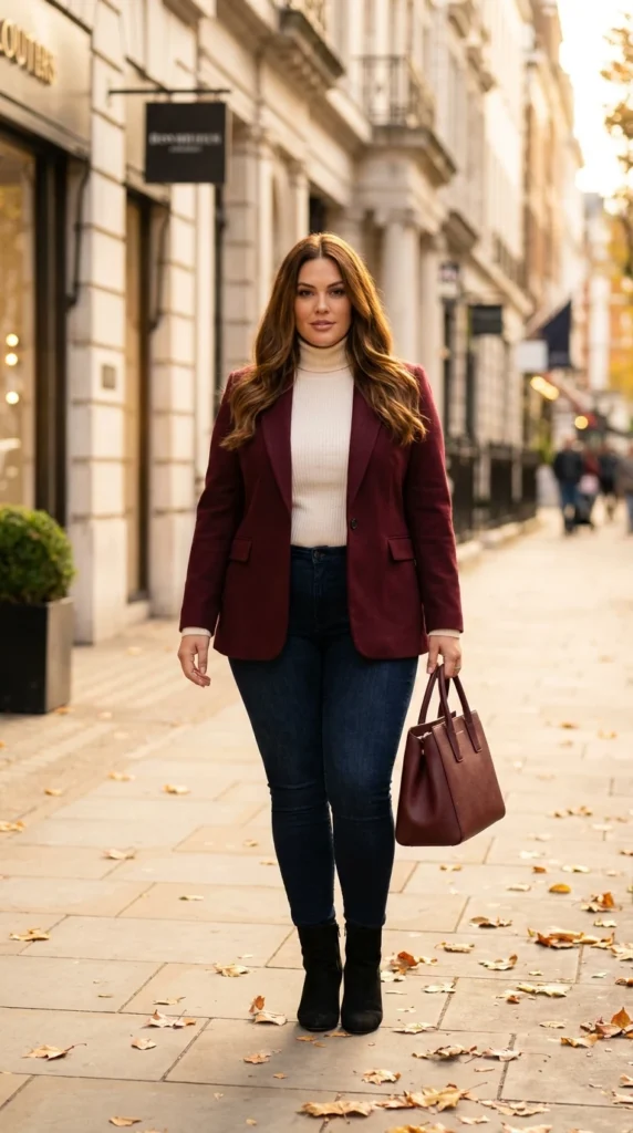 Blazer, Turtleneck, and Skinny Jeans