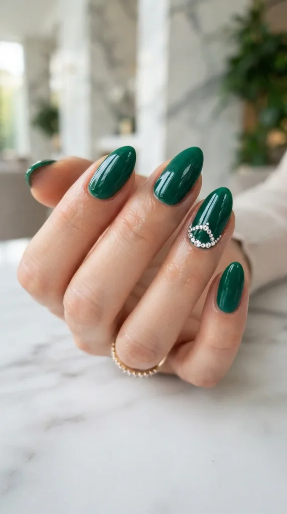 10. Emerald Green with Crystal Accent