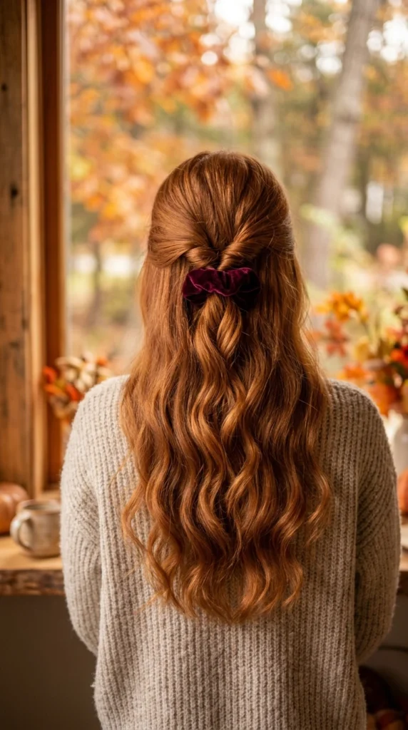 Twisted Half-Up with a Scrunchie