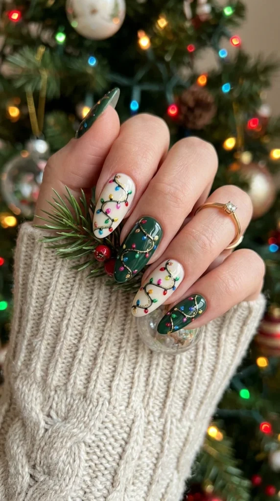Christmas Light String Nails