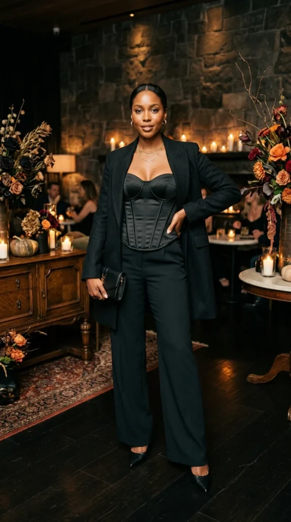 Corset Top with Wide-Leg Pants