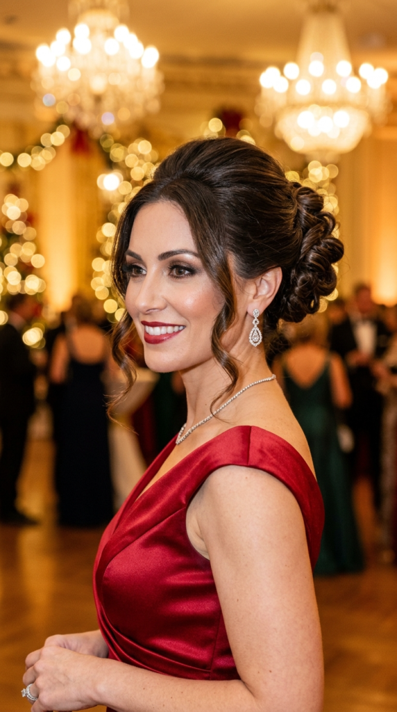 Full Glam Updo with Loose Tendrils