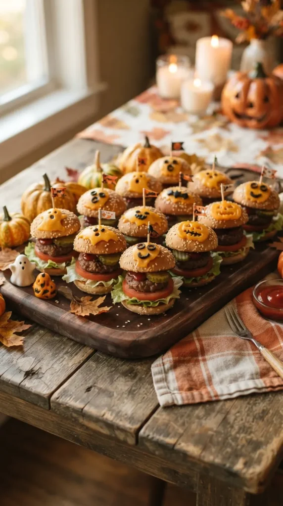 Mini Halloween Cheeseburgers