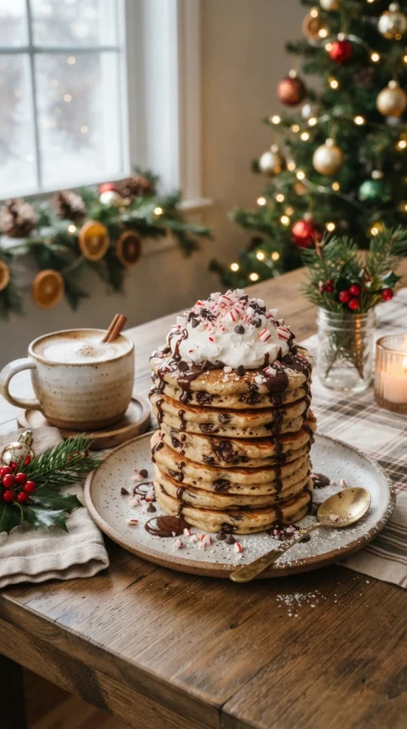 Peppermint Chocolate Chip Pancakes