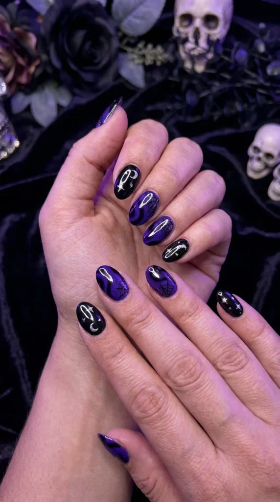  Purple and Black Halloween Nails