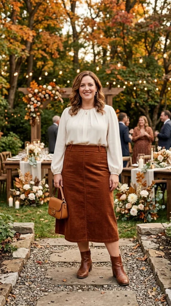 Corduroy Skirt and Blouse Set