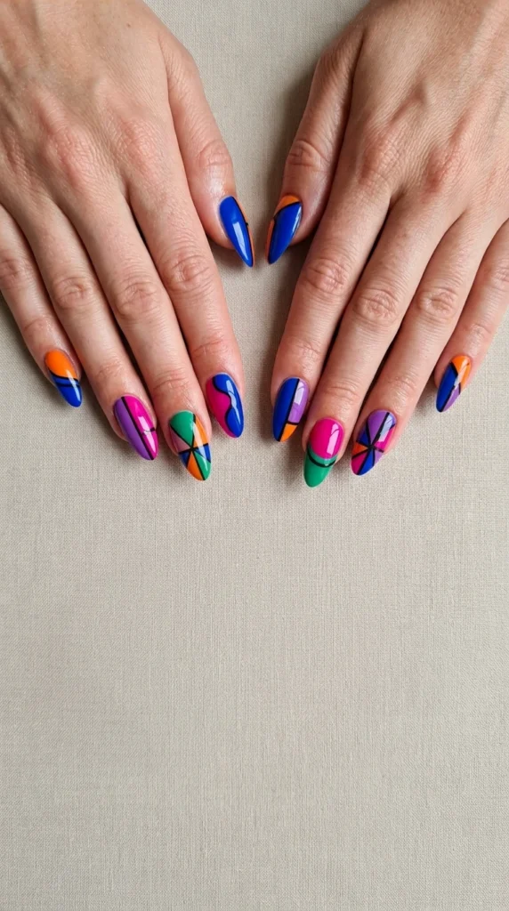 Bold Color Block Nails