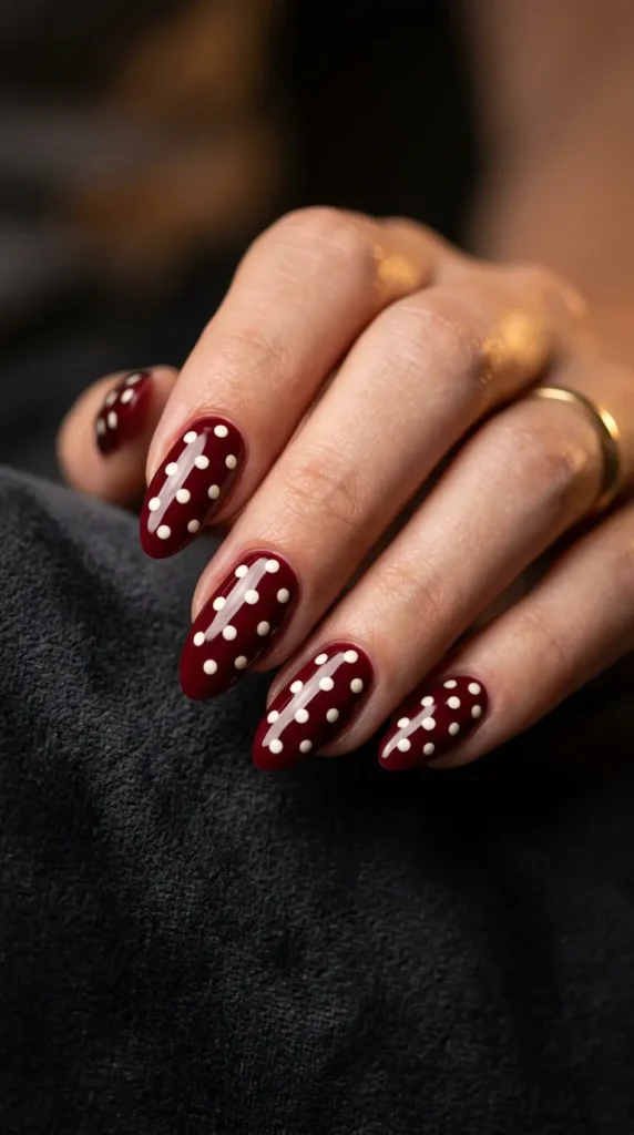 Burgundy Base with White Dots