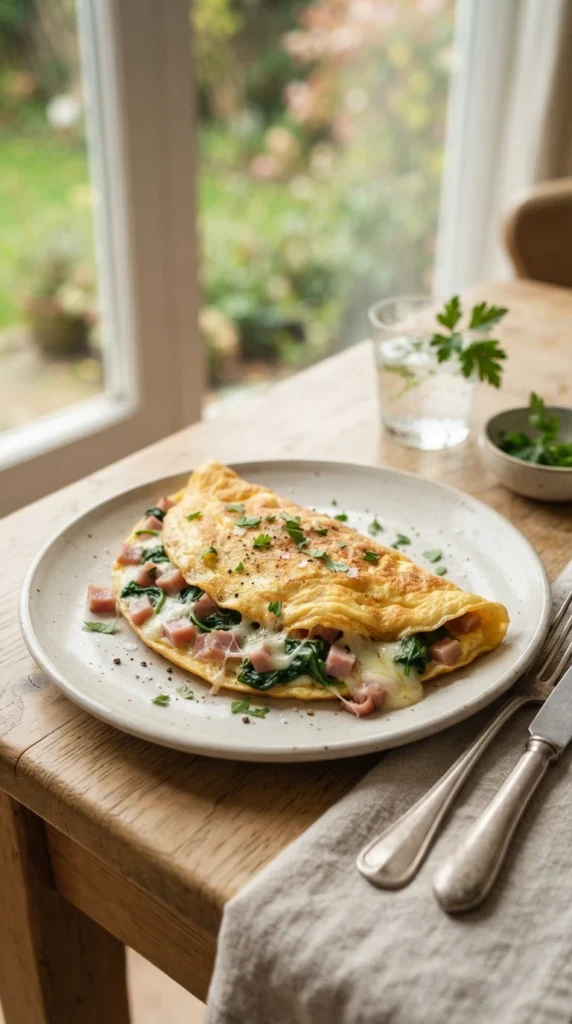Ham, Spinach, and Cheese Omelet