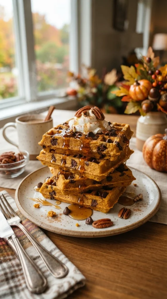 Pumpkin Chocolate Chip Waffles
