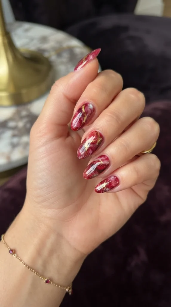 12. Ruby Red and Gold Marble