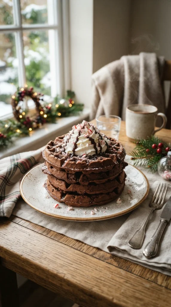 Chocolate Peppermint Waffles