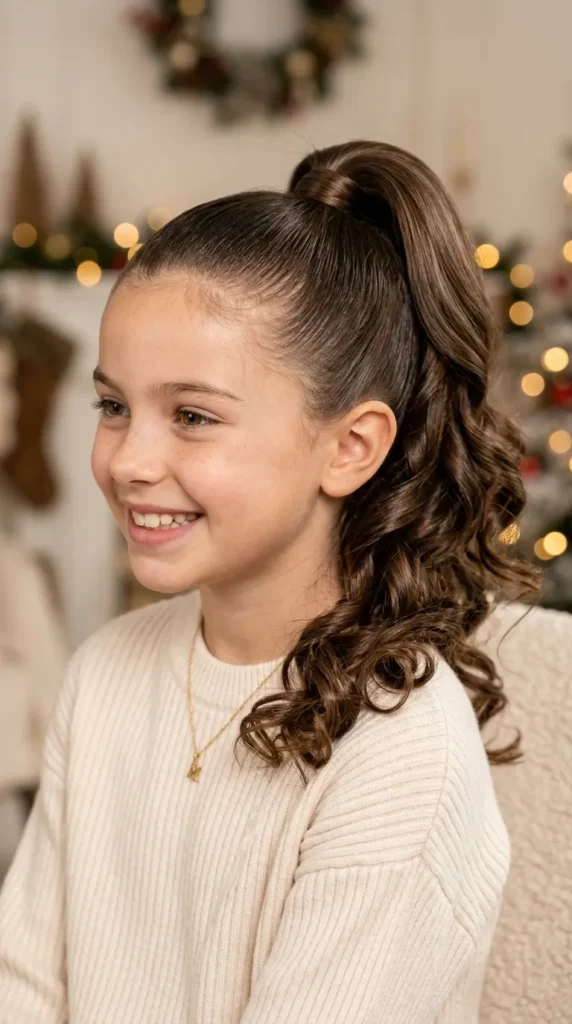 High Ponytail with Curled Ends