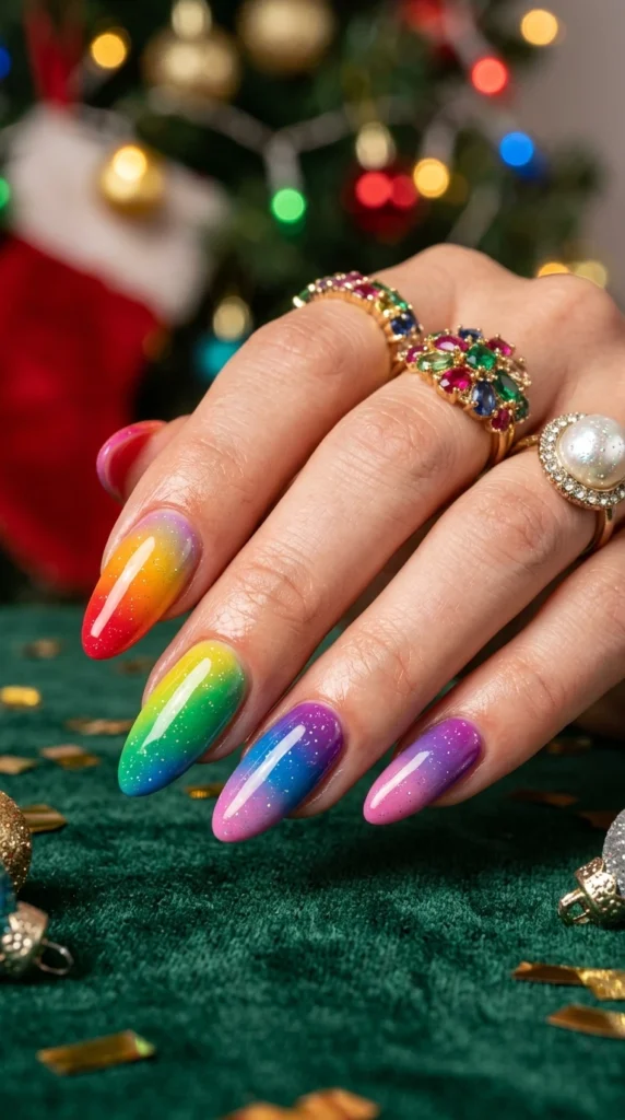 Rainbow Ombre Chaos Nails