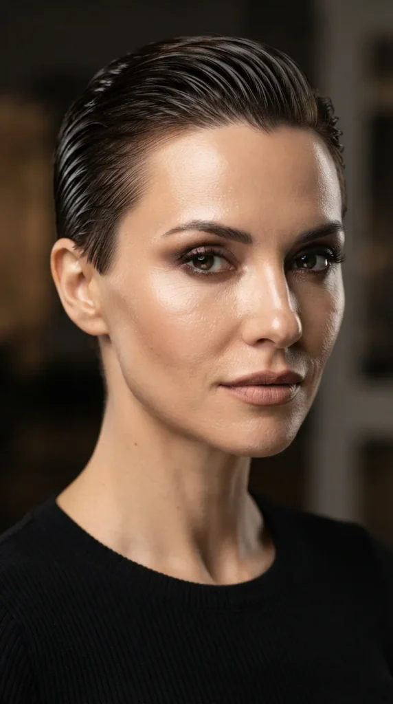 Slicked-Back Wet Look Crop