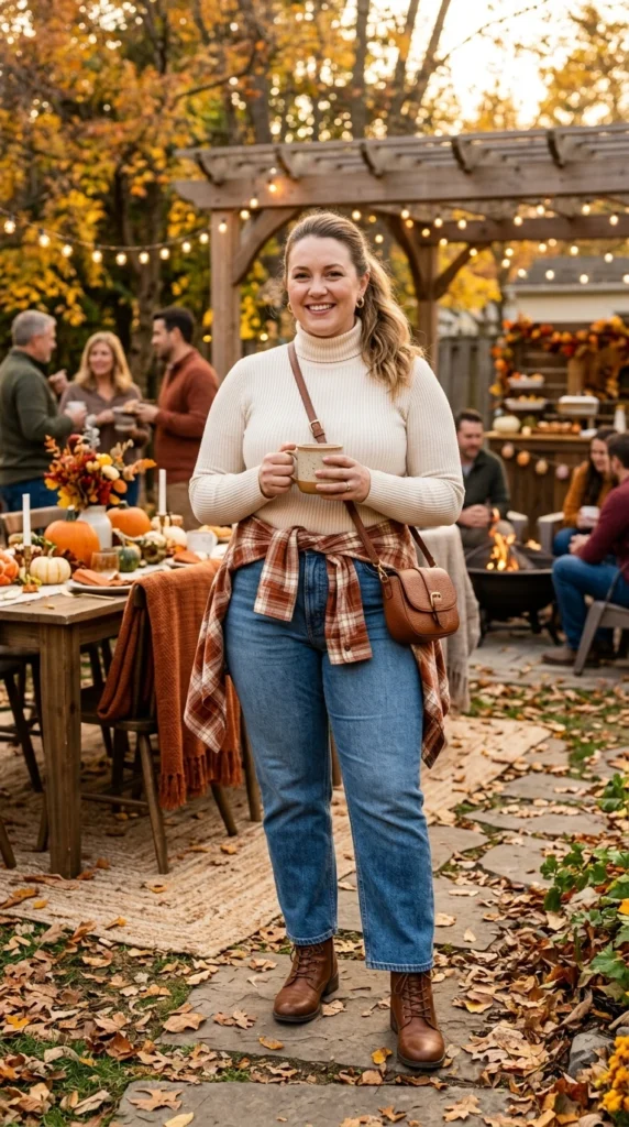 High-Waisted Jeans and a Fitted Turtleneck