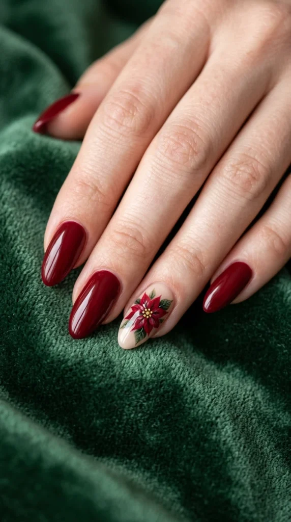 Classic Poinsettia Accent Nail