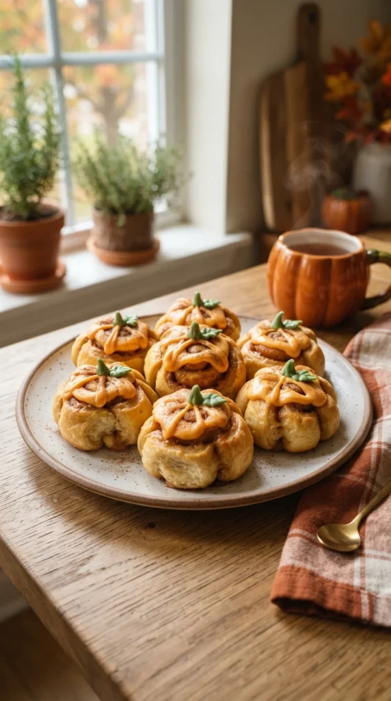  Halloween Cinnamon Roll Pumpkins
