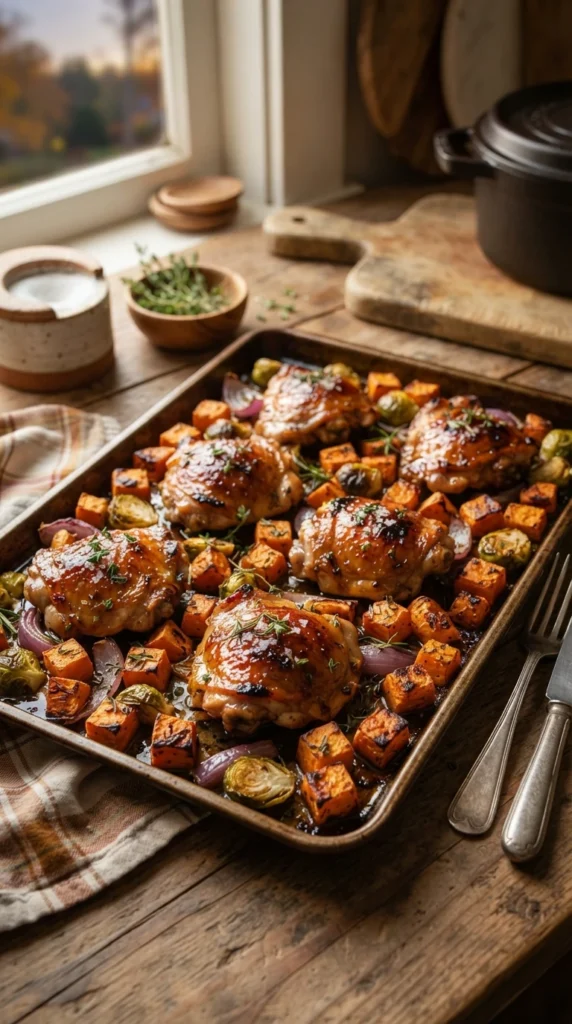Honey Garlic Chicken and Sweet Potatoes