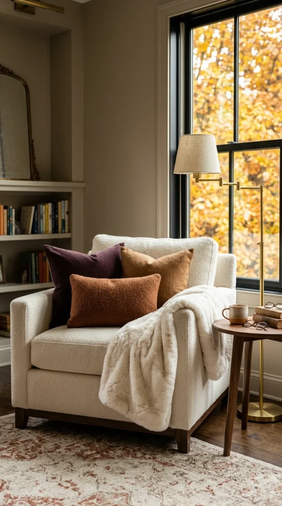 Layered Throw Pillows in Plum and Rust