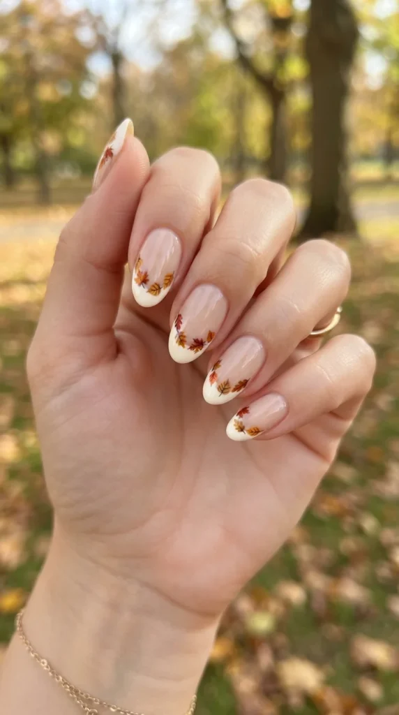 14. Painted Fall Foliage French Tip