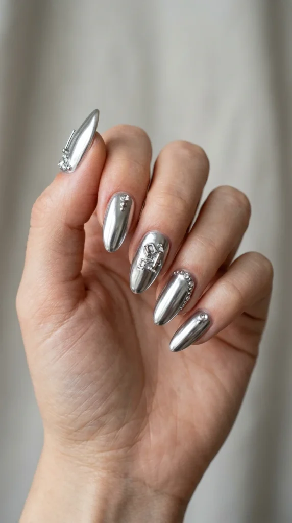 Silver Space-Age Nails