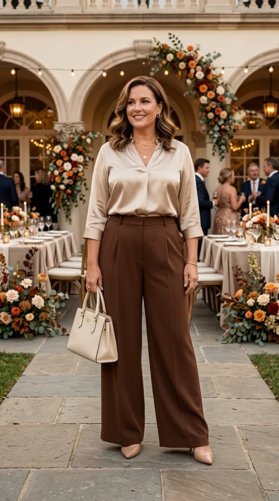 Two-Piece Set: Blouse and Wide-Leg Trousers