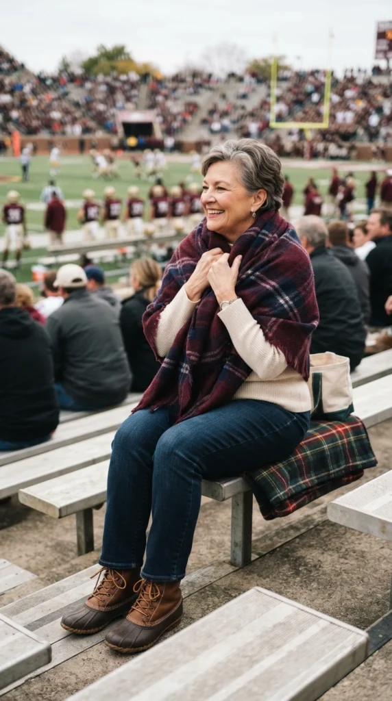 Blanket Scarf Over a Simple Outfit