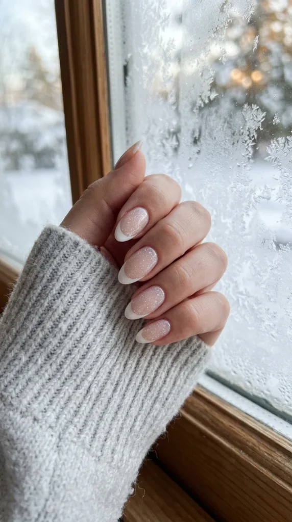 Frosted White Glitter Tip