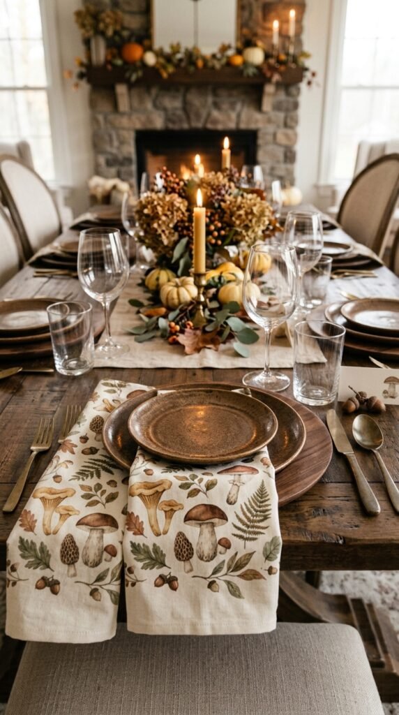 Mushroom Motif Dinner Napkins