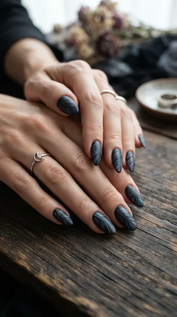 Raven Feather Nails