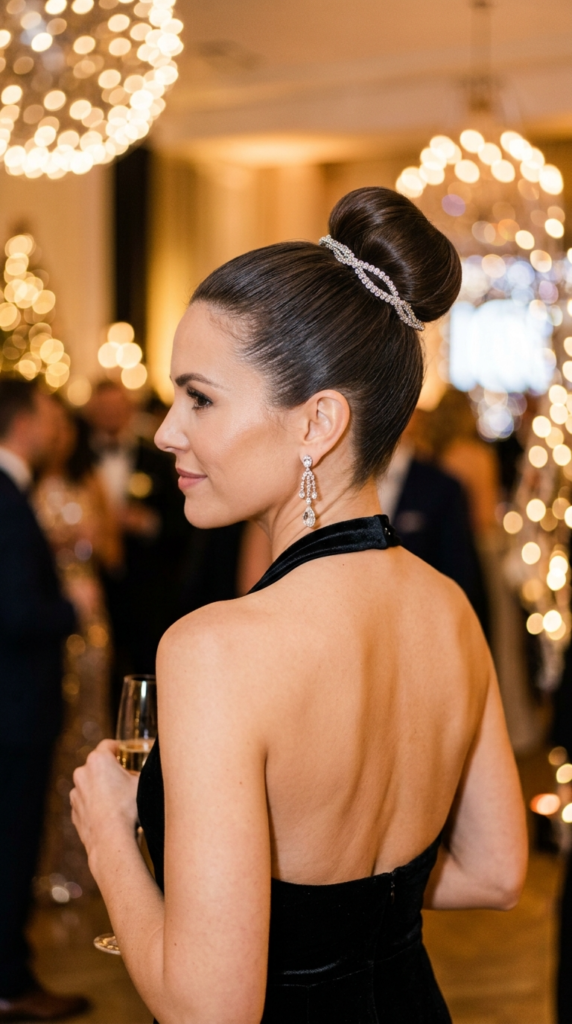 High Bun with a Sparkling Wrap