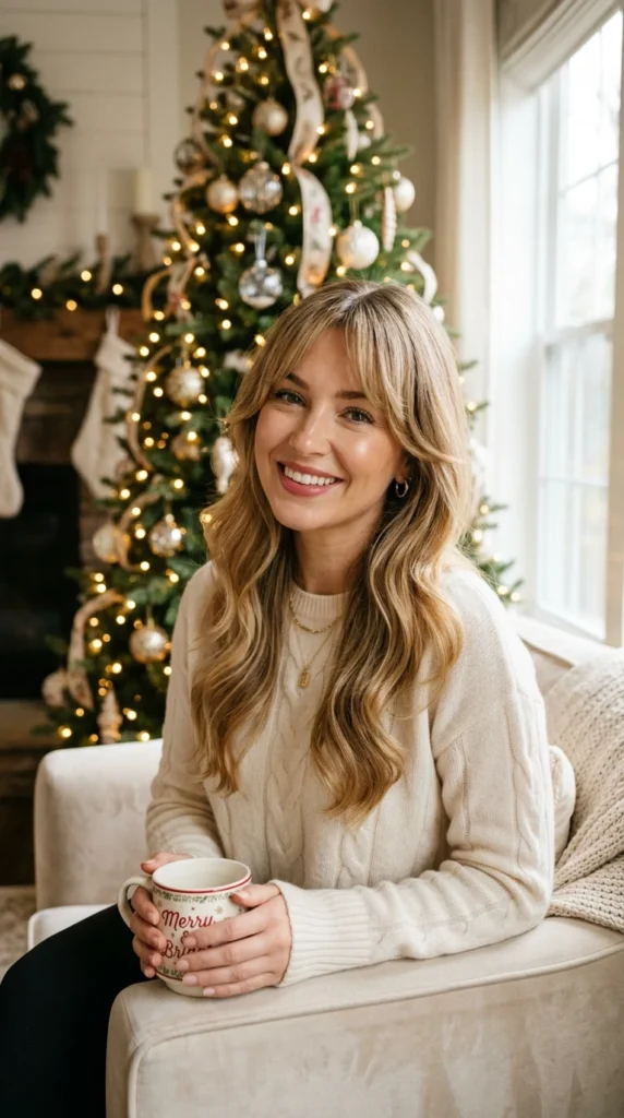 Soft Curtain Bangs with Loose Waves