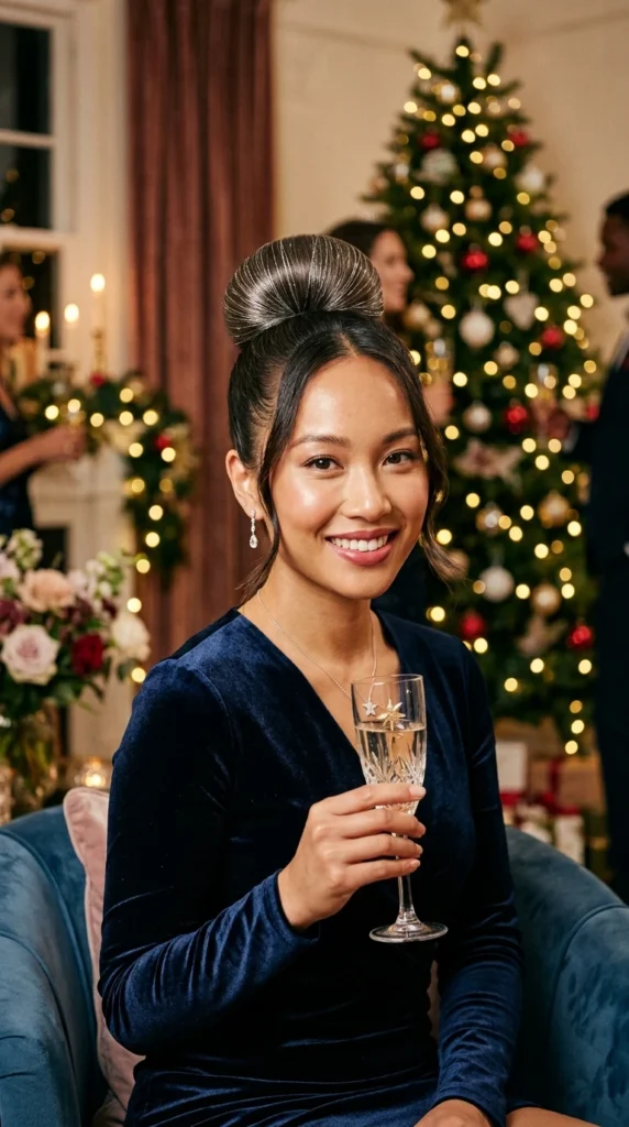 High Bun with Tinsel Strand Accent